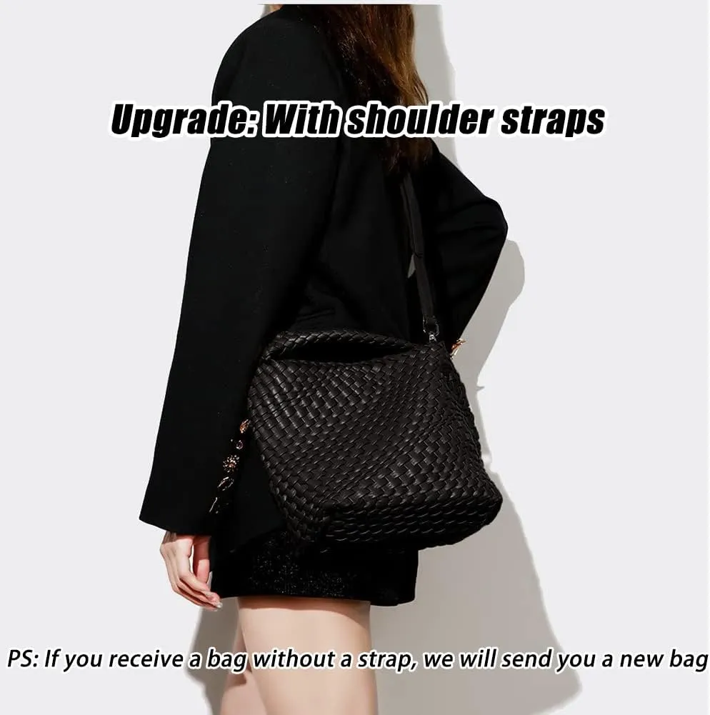 Woven Leather Bags for Women Knoted Women Handbag Designer Shoulder Bucket Purse Handmade Fashion Tote Hobo Bag Small