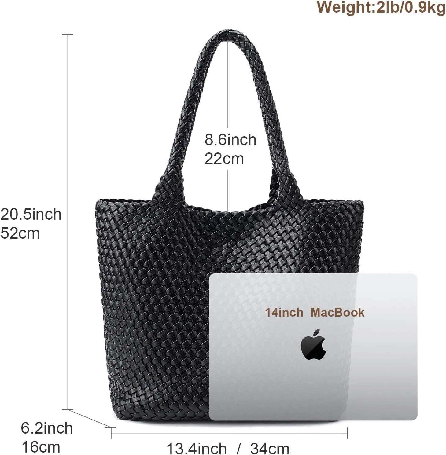 Woven Leather Handbag - Large Tote Bag for Women - Fashion Vegan Leather Tote