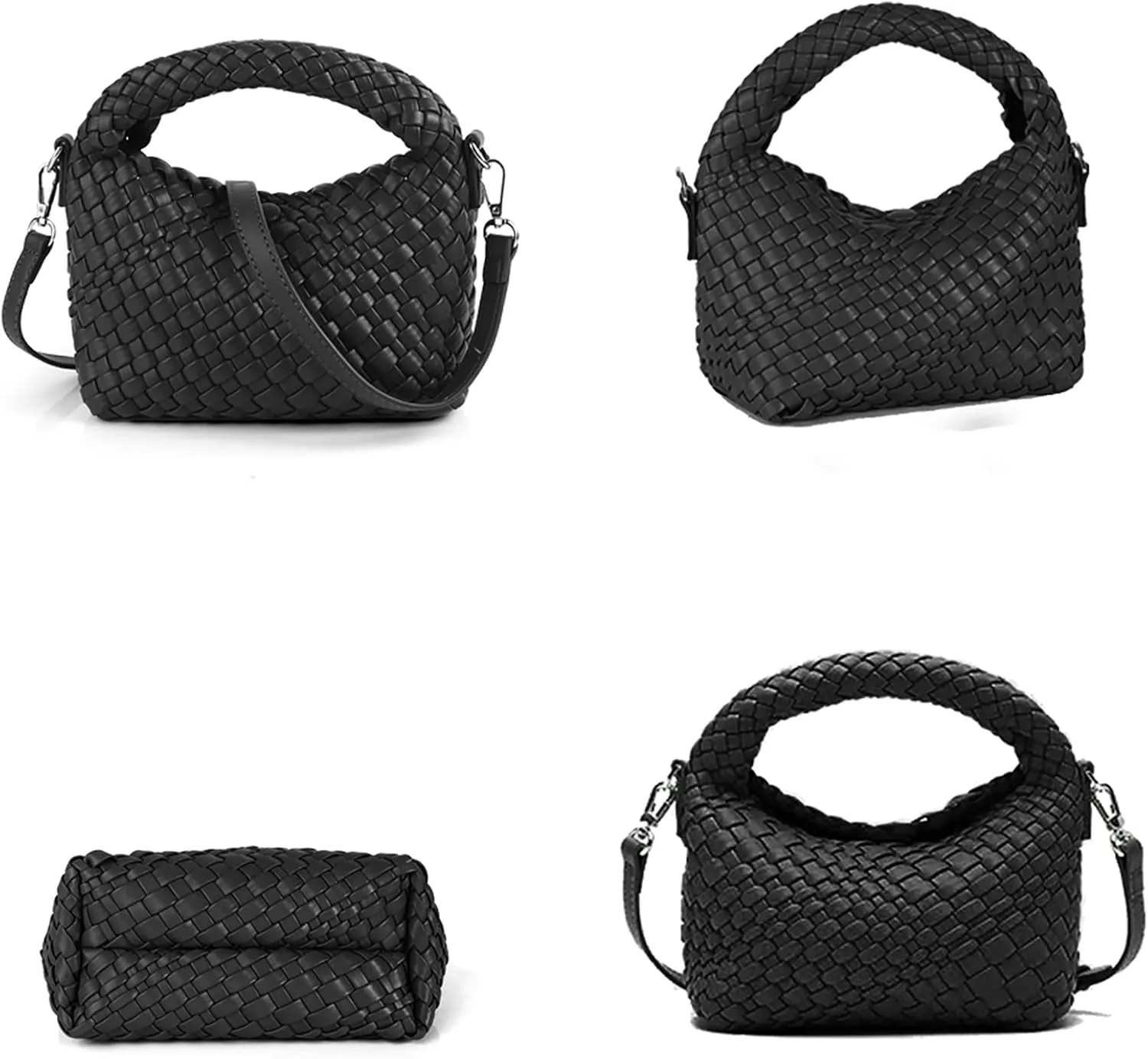 Woven Purse For Women, Small Crossbody Tote Bag with Detachable Shoulder Strap, Girls Top Handle Handbag