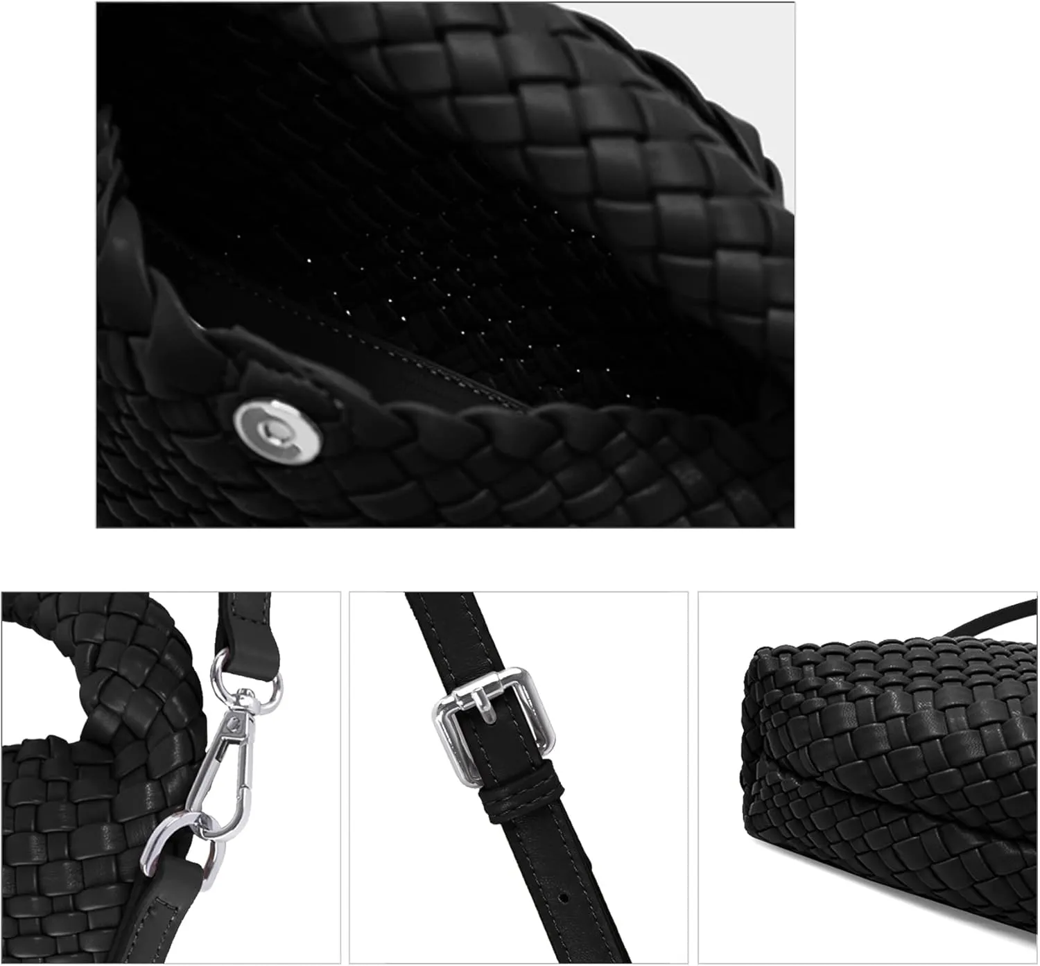 Woven Purse For Women, Small Crossbody Tote Bag with Detachable Shoulder Strap, Girls Top Handle Handbag