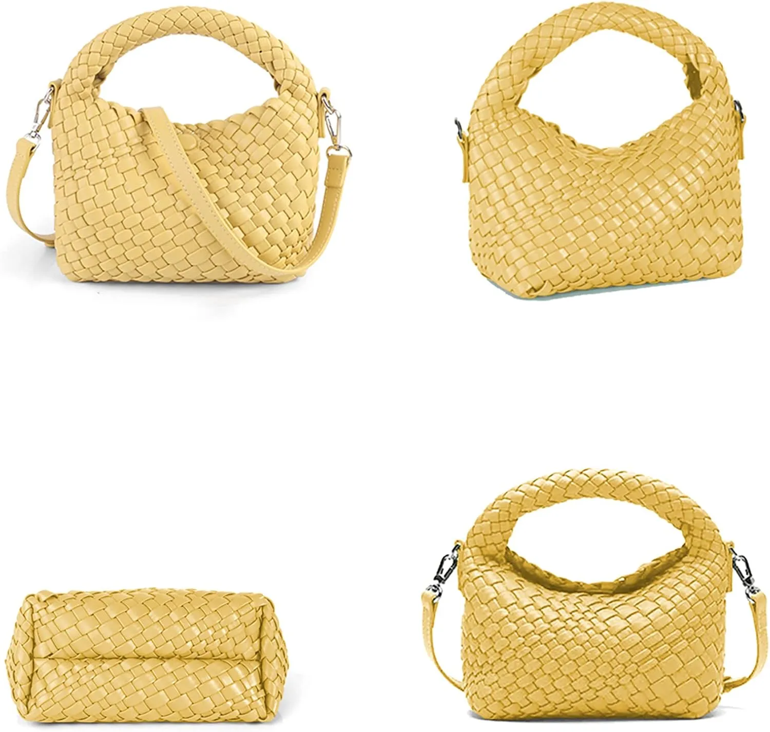 Woven Purse For Women, Small Crossbody Tote Bag with Detachable Shoulder Strap, Girls Top Handle Handbag