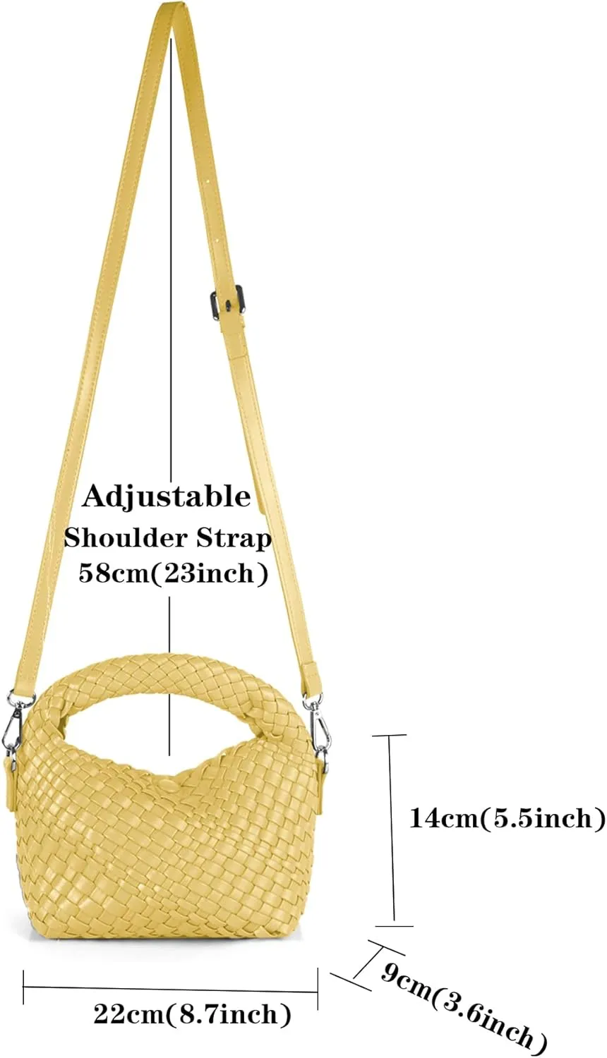 Woven Purse For Women, Small Crossbody Tote Bag with Detachable Shoulder Strap, Girls Top Handle Handbag