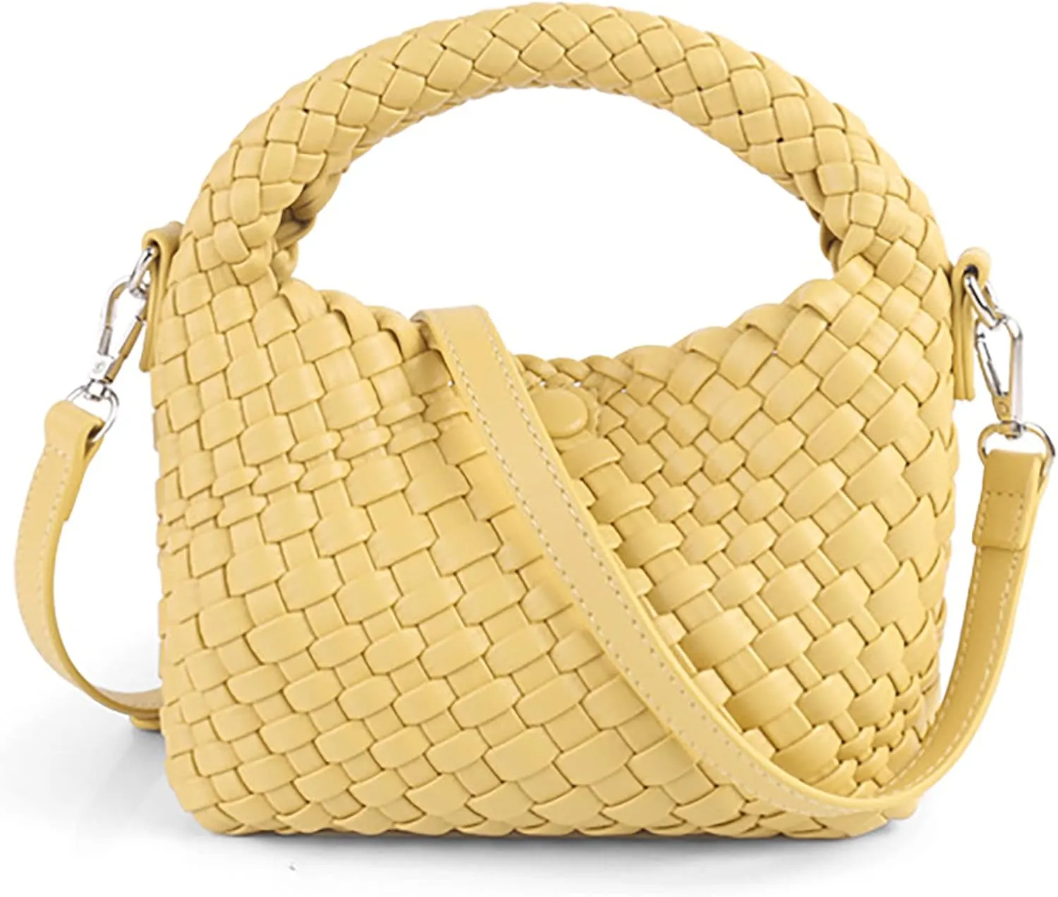 Woven Purse For Women, Small Crossbody Tote Bag with Detachable Shoulder Strap, Girls Top Handle Handbag