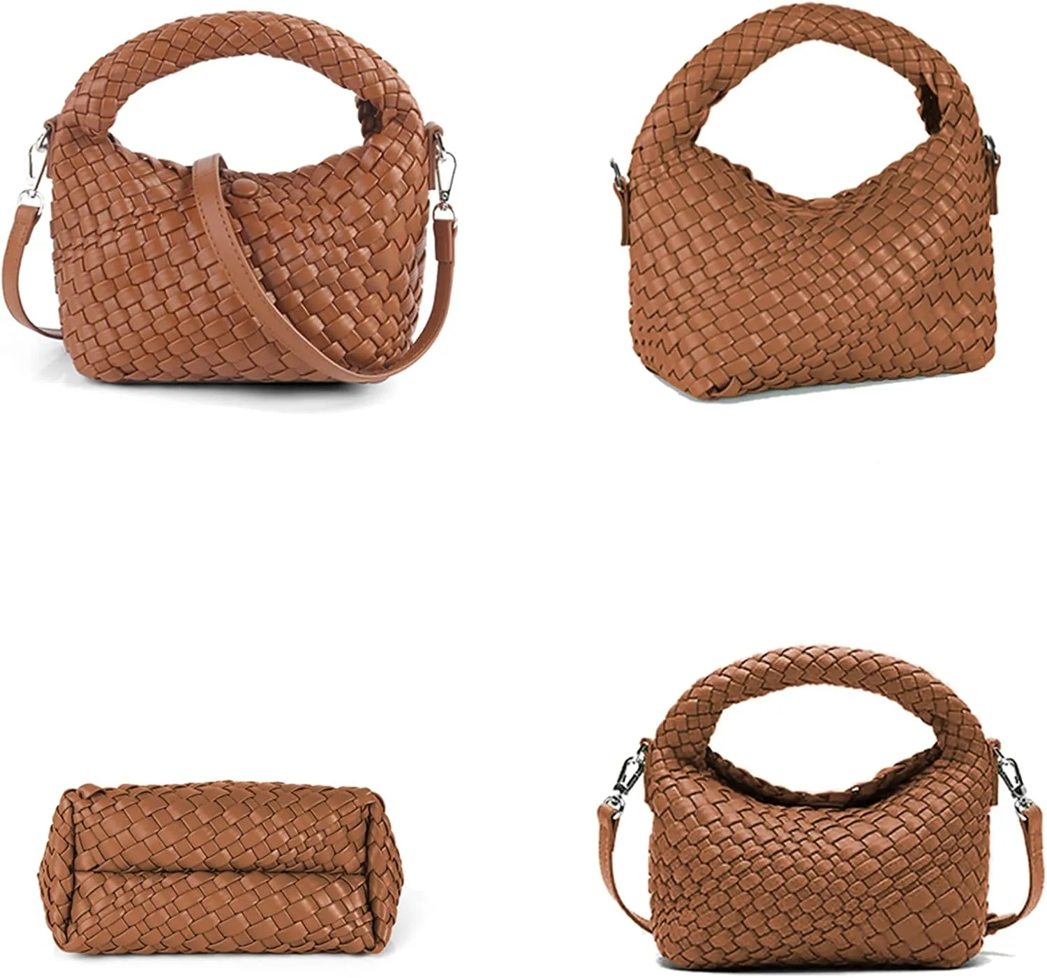 Woven Purse For Women, Small Crossbody Tote Bag with Detachable Shoulder Strap, Girls Top Handle Handbag