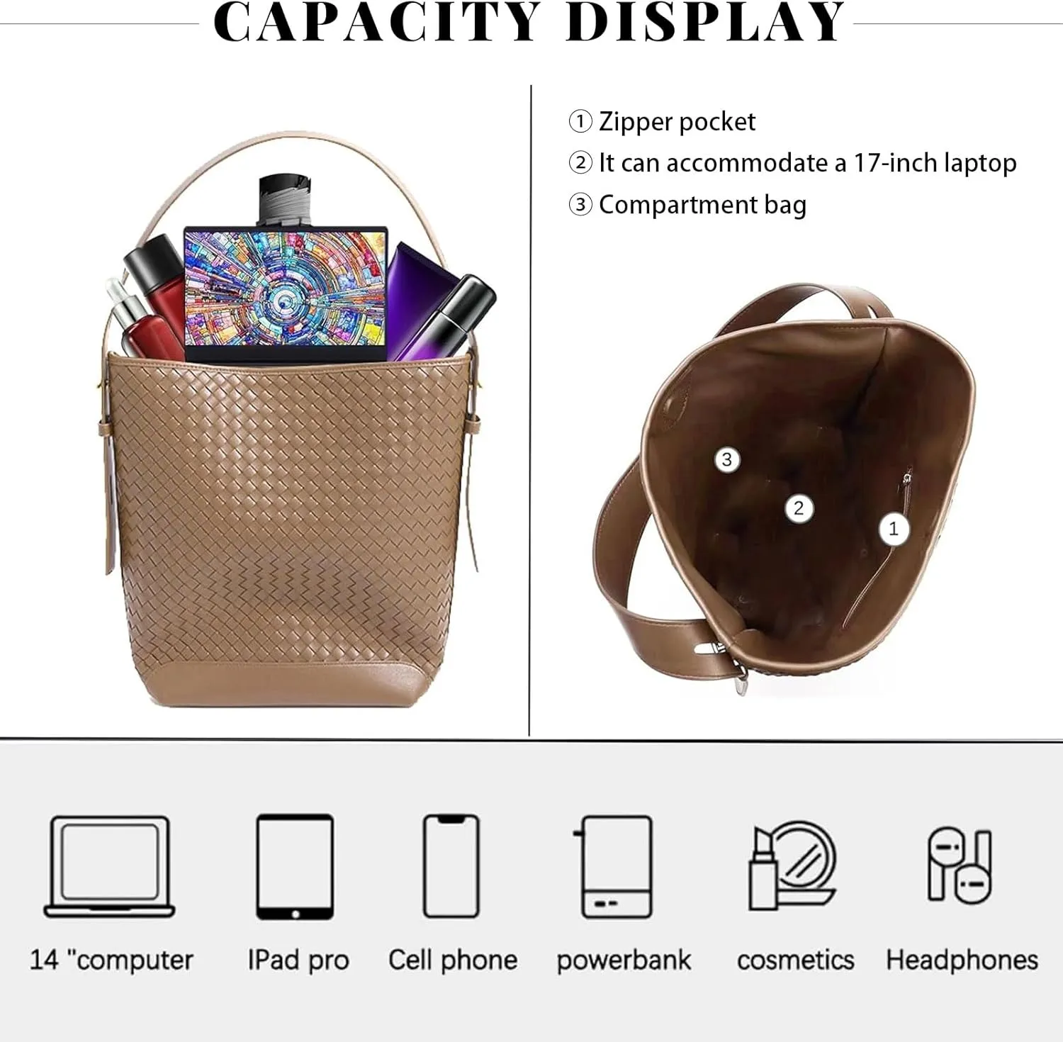 Woven Tote Bag For Women, Fashion Crossbody Shoulder Bag, Casual Top-handle Handbags, and Travel Purses Phone Bag