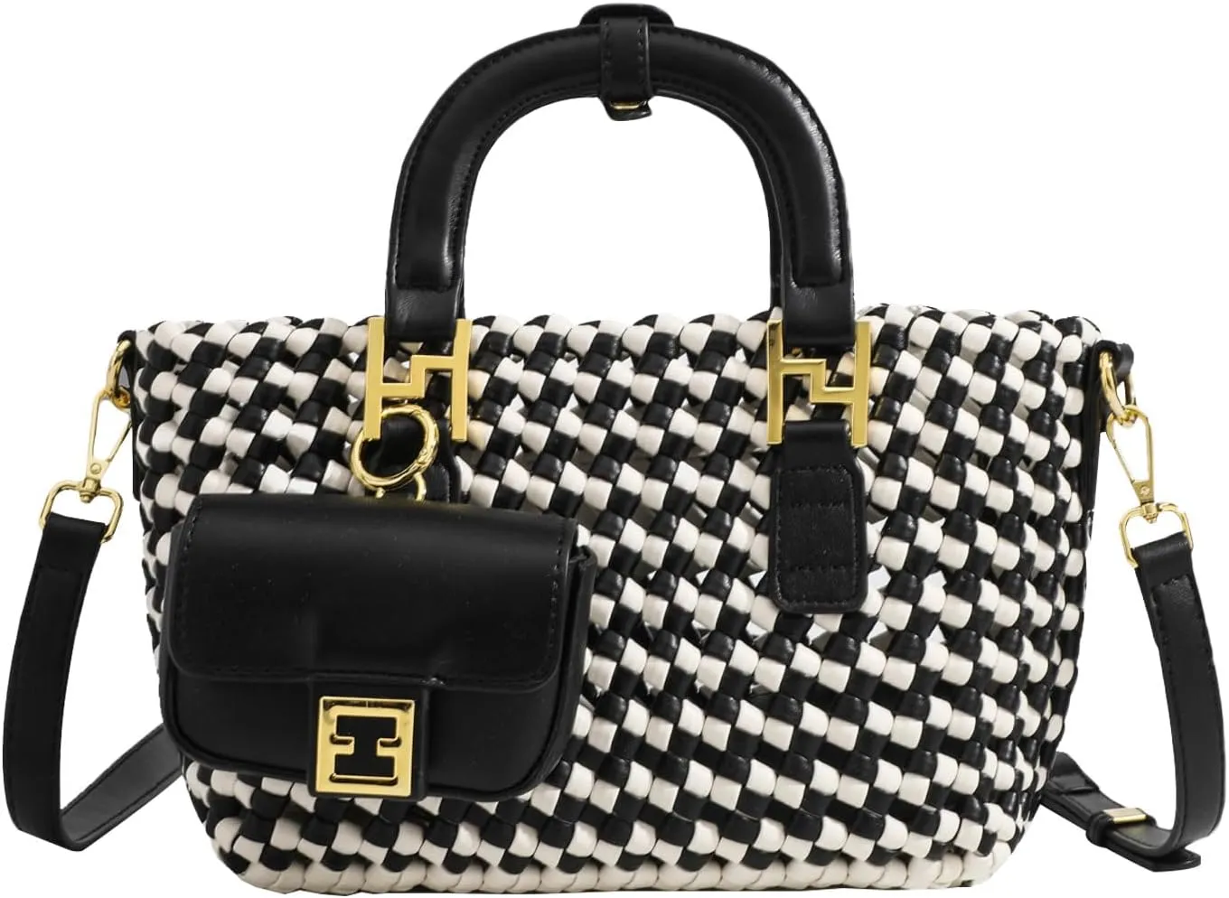 Woven Tote Bag For Women, Fashion Crossbody Shoulder Bag, Casual Top-handle Handbags, and Travel Purses Phone Bag