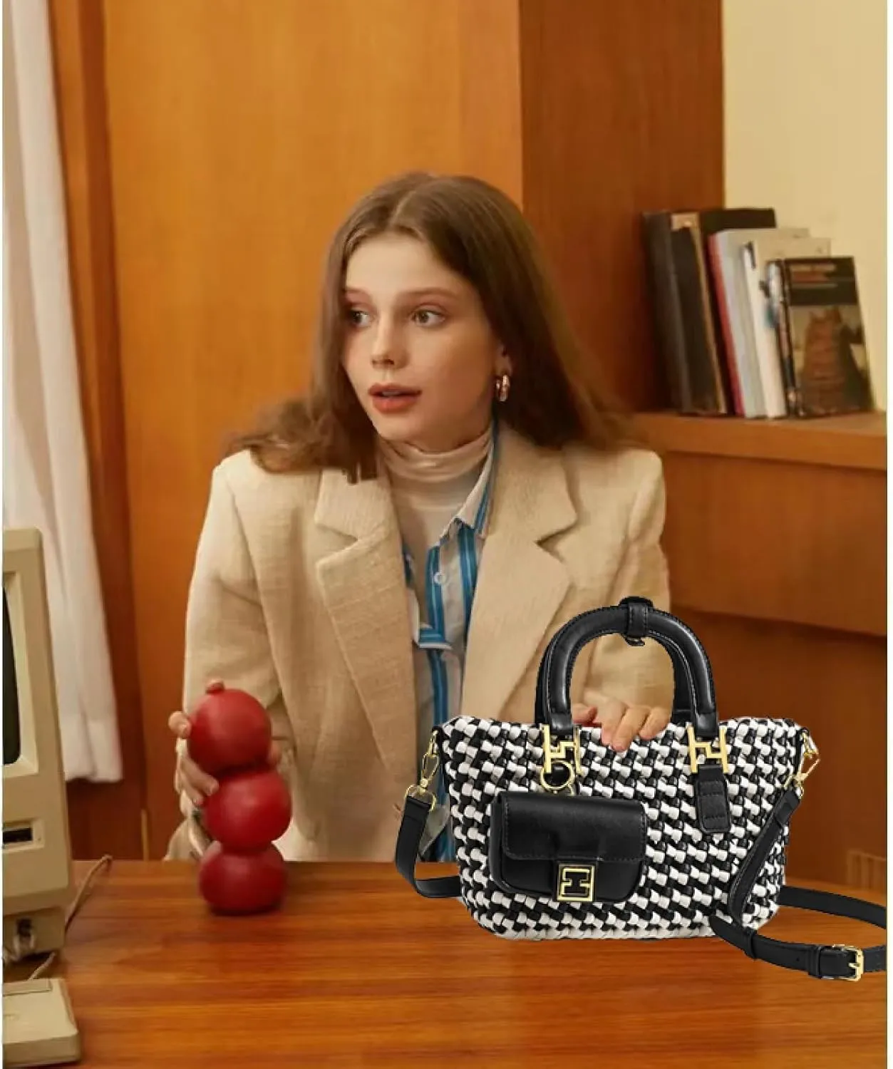 Woven Tote Bag For Women, Fashion Crossbody Shoulder Bag, Casual Top-handle Handbags, and Travel Purses Phone Bag
