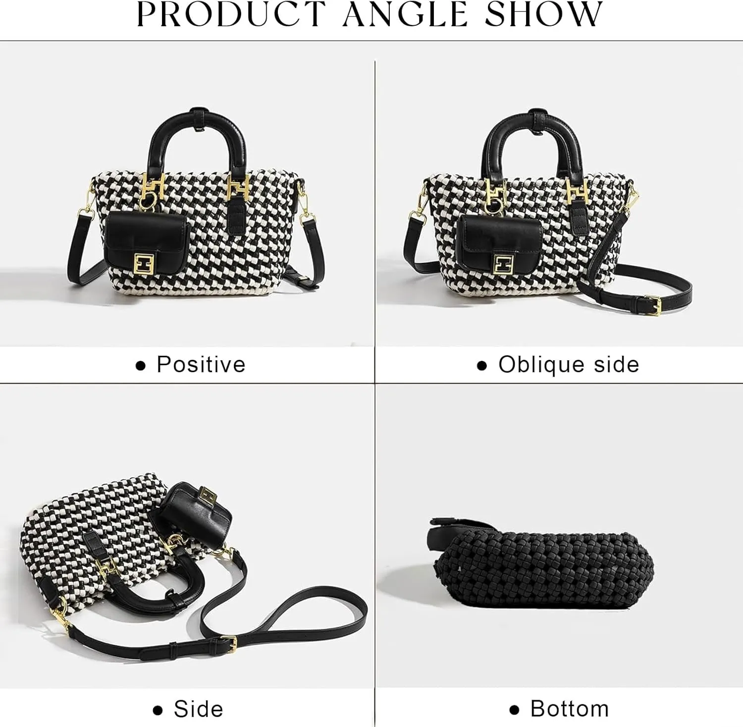 Woven Tote Bag For Women, Fashion Crossbody Shoulder Bag, Casual Top-handle Handbags, and Travel Purses Phone Bag
