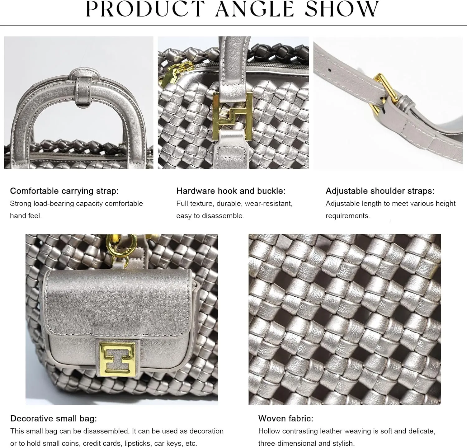 Woven Tote Bag For Women, Fashion Crossbody Shoulder Bag, Casual Top-handle Handbags, and Travel Purses Phone Bag