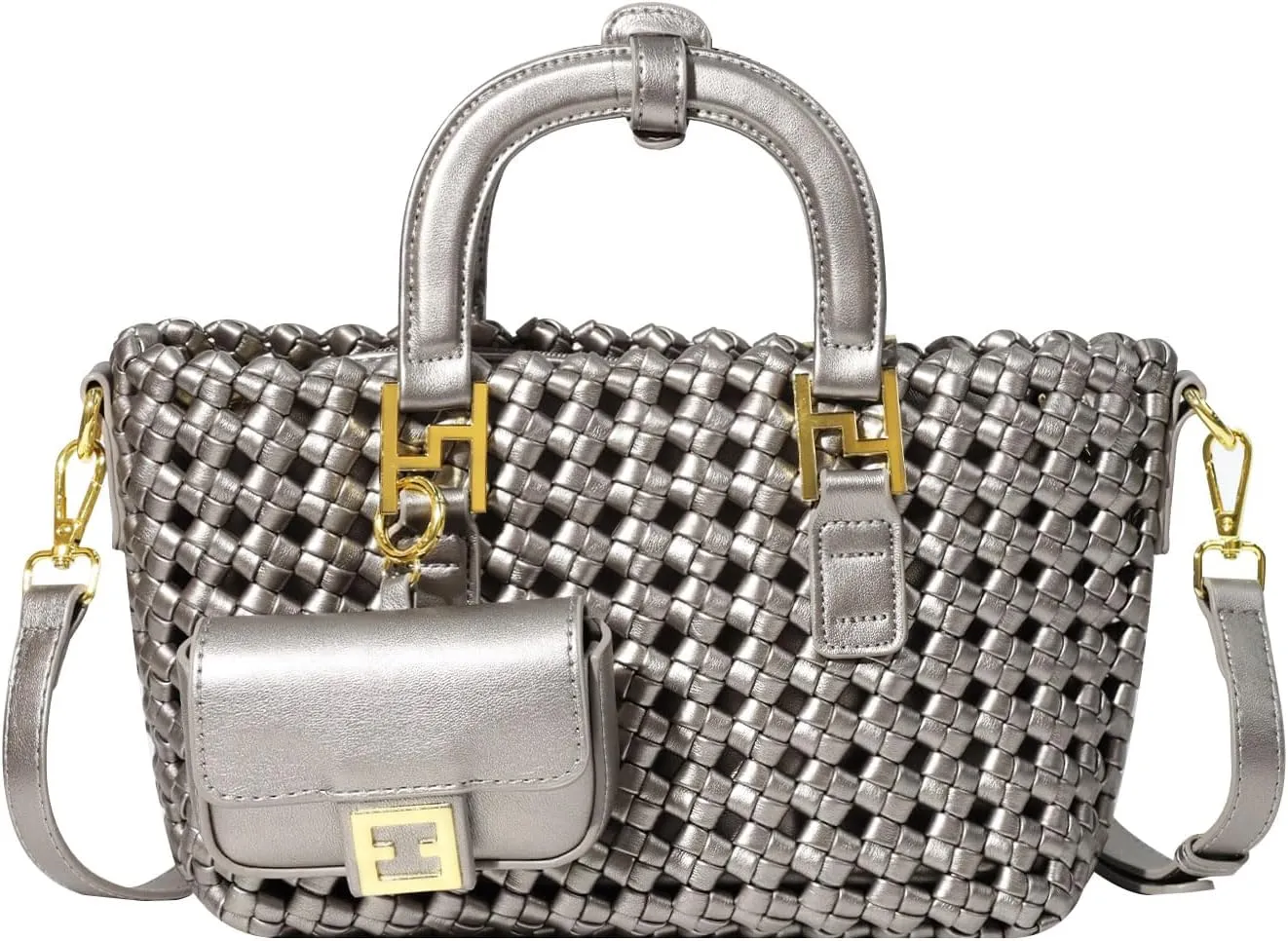 Woven Tote Bag For Women, Fashion Crossbody Shoulder Bag, Casual Top-handle Handbags, and Travel Purses Phone Bag