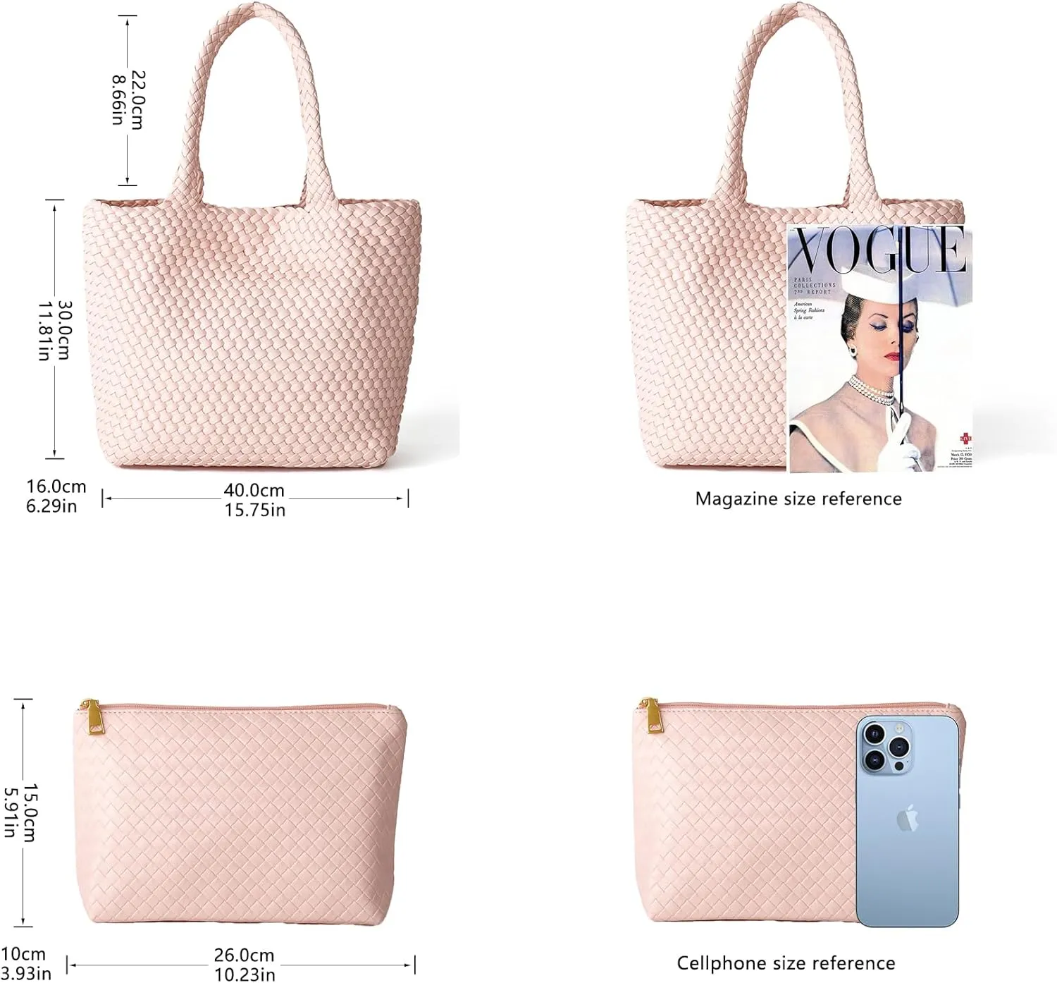 Woven Tote Bag for Women, Fashion Woven Bags for Women Vegan Leather Shoulder Handbags Large Summer Beach Travel Bag