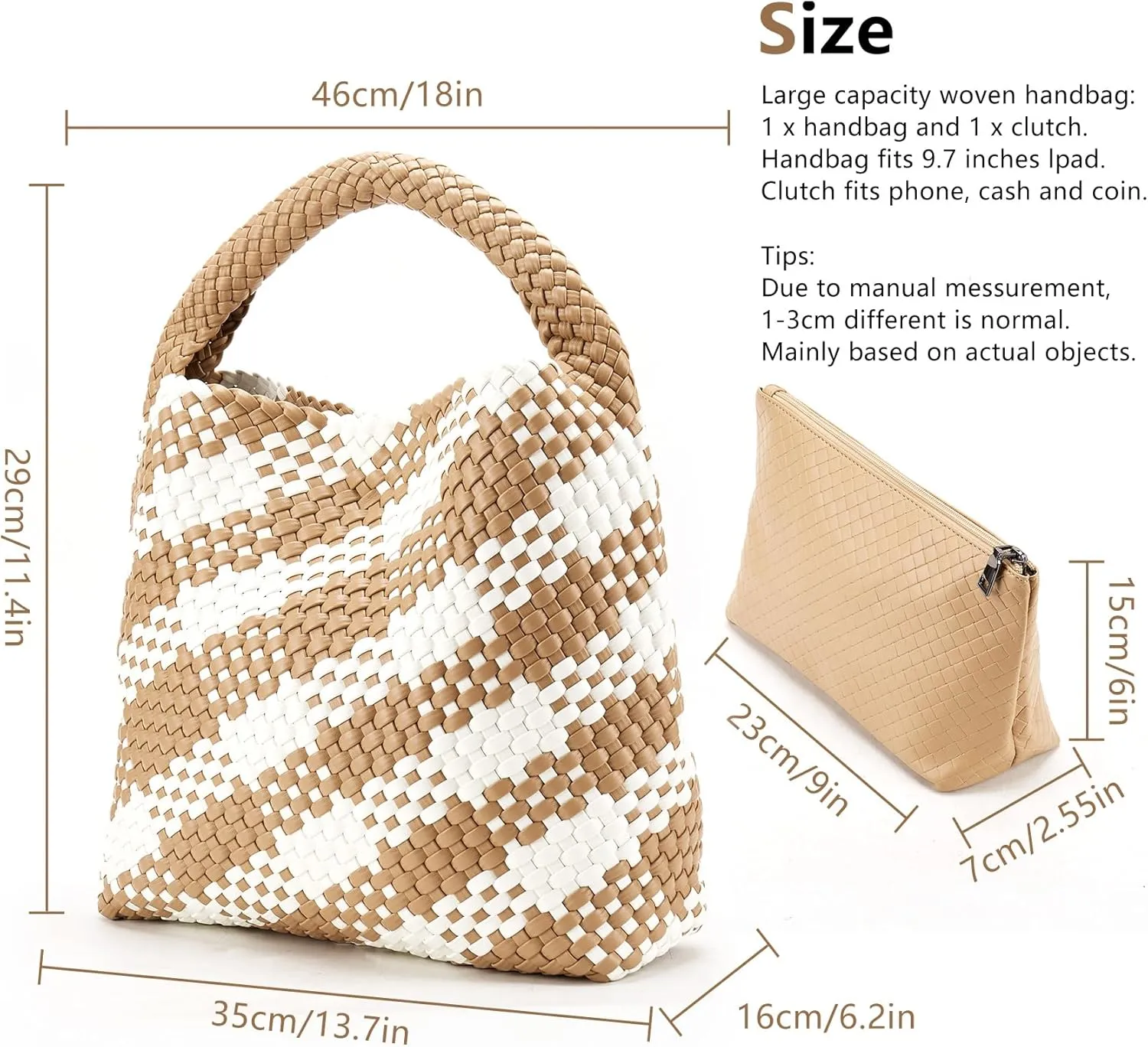 Woven Tote Bag for Women, Fashion Woven Bags for Women Vegan Leather Shoulder Handbags Large Summer Beach Travel Bag