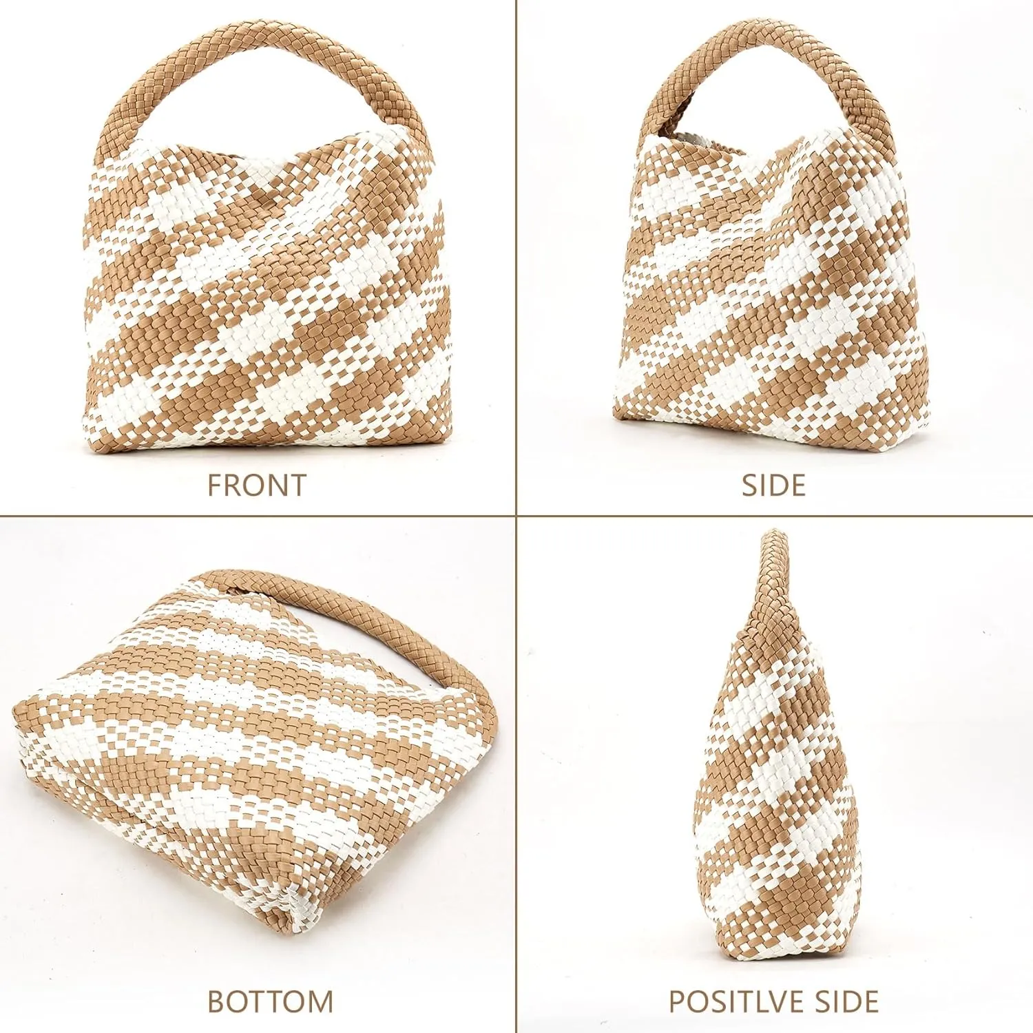 Woven Tote Bag for Women, Fashion Woven Bags for Women Vegan Leather Shoulder Handbags Large Summer Beach Travel Bag