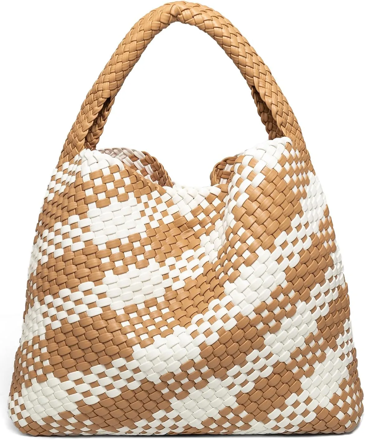Woven Tote Bag for Women, Fashion Woven Bags for Women Vegan Leather Shoulder Handbags Large Summer Beach Travel Bag