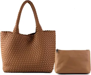 Woven Tote Bag for Women, Hobo Bag for Work, Large Beach Travel Handbags and Purses, Retro Shoulder Bag, Shopping Bag