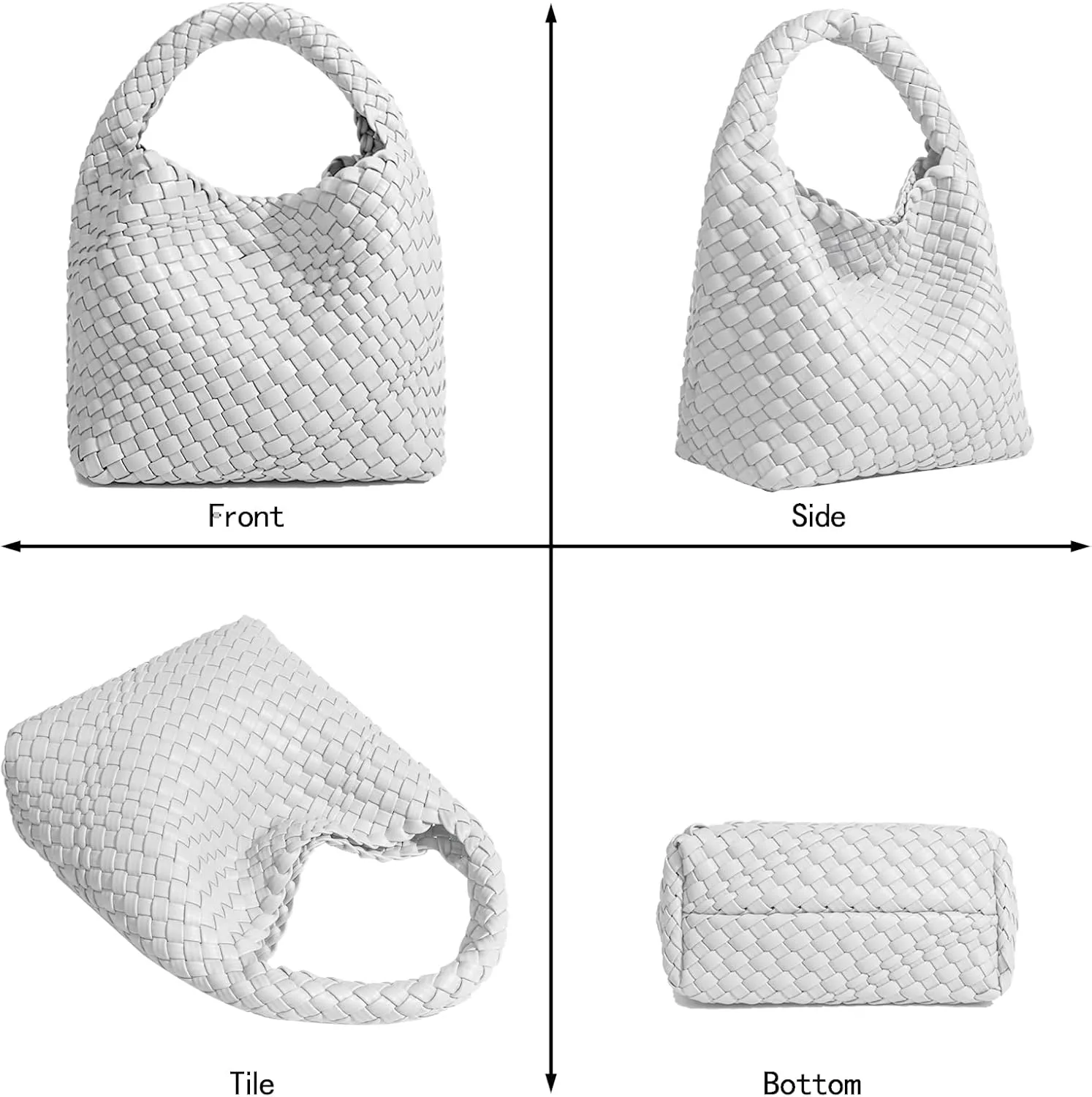 Woven Tote Bag For Women, Soft Foldable Top-Handle Wristlet Bag, Fashion Hobo Handbag, Composite Bag with Coin Purse