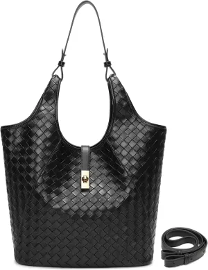Woven Tote Bag for Women Vegan Leather Shoulder Purses Large Summer Beach Hangbags