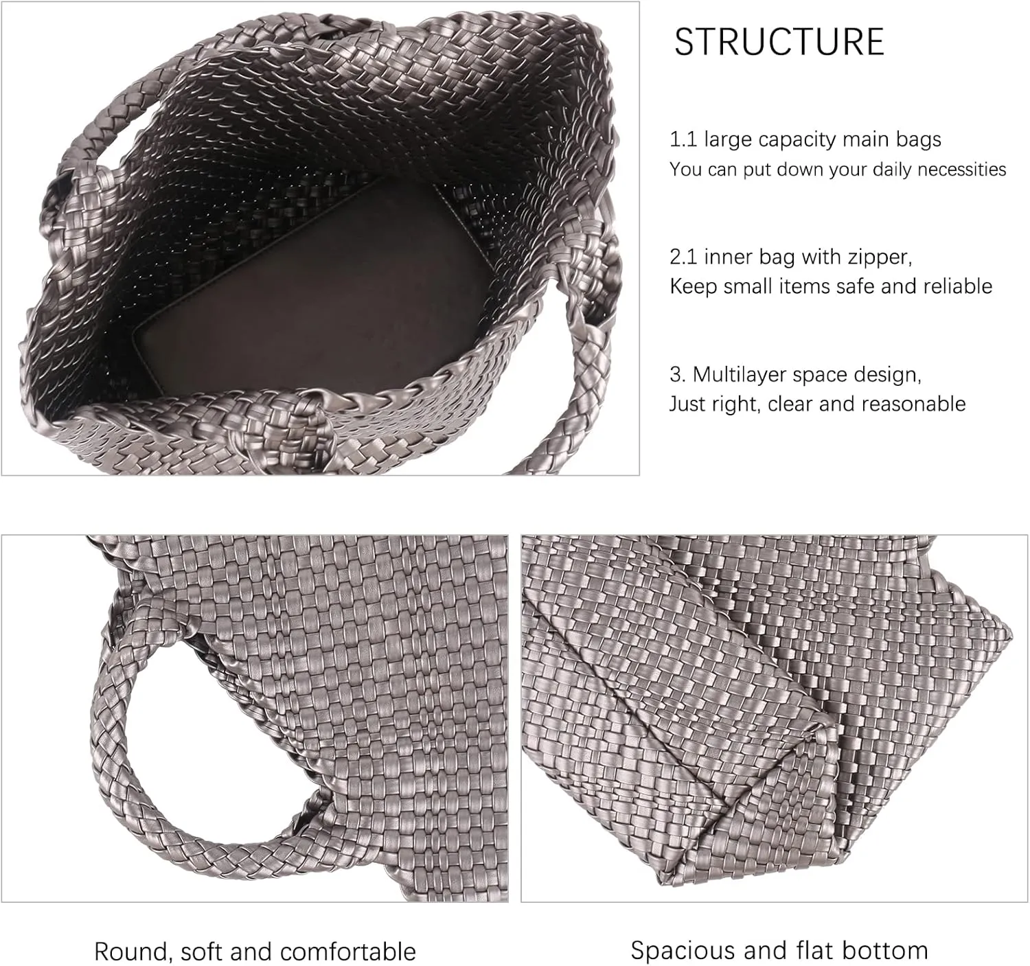 Woven Vegan Leather Handmade Tote for Women - Summer Beach Travel Hand Bag, Purse, Satchel Handbag