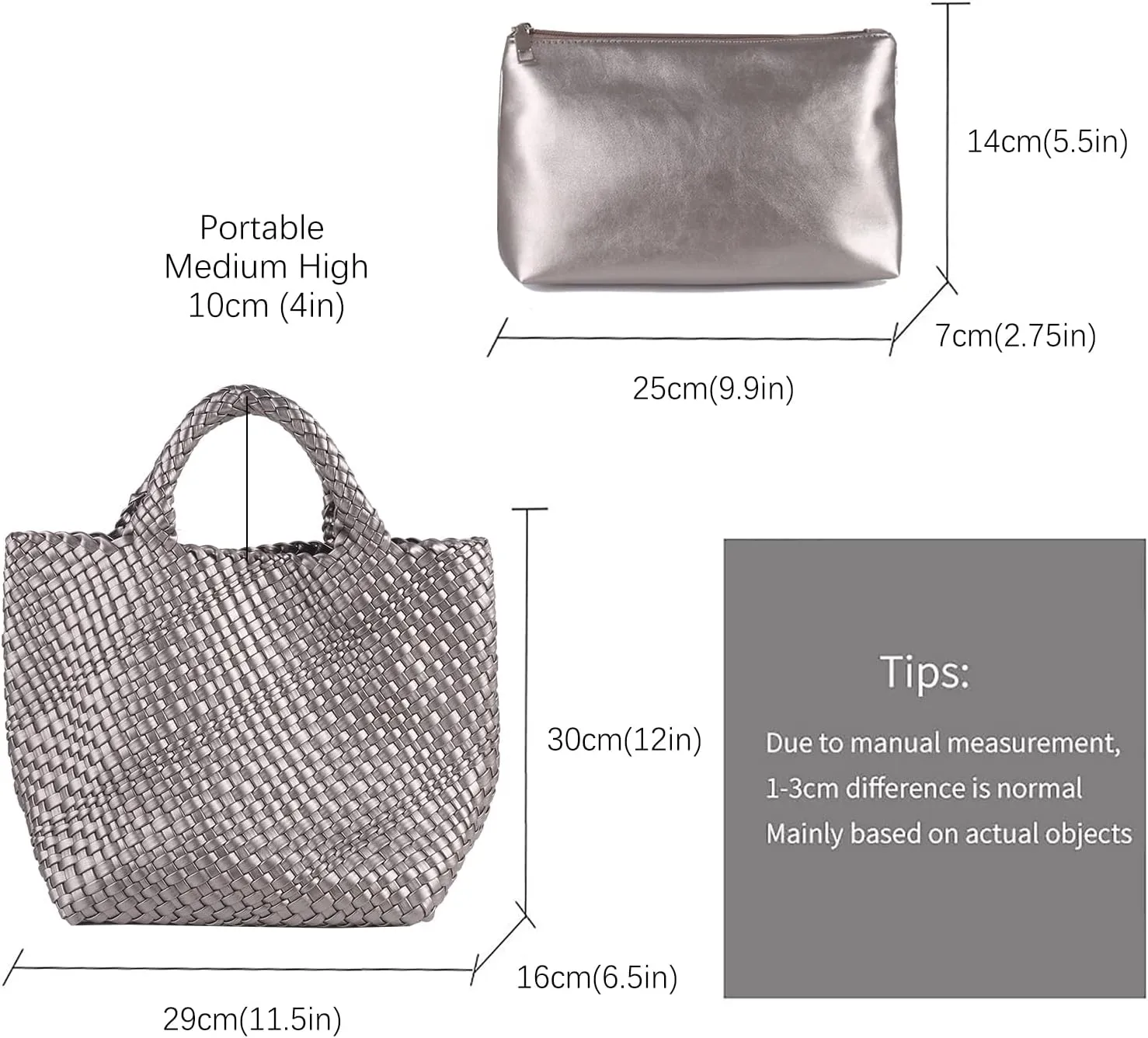Woven Vegan Leather Handmade Tote for Women - Summer Beach Travel Hand Bag, Purse, Satchel Handbag