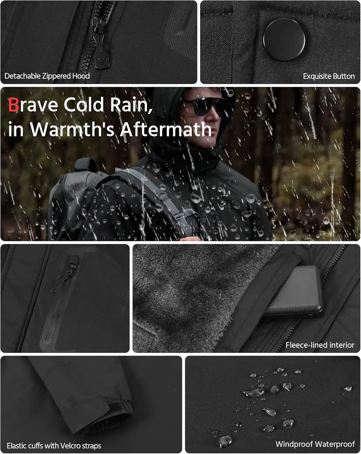 Wulcea Graphene Heated Jacket for Men Fur Lined with Large Capacity Battery Pack