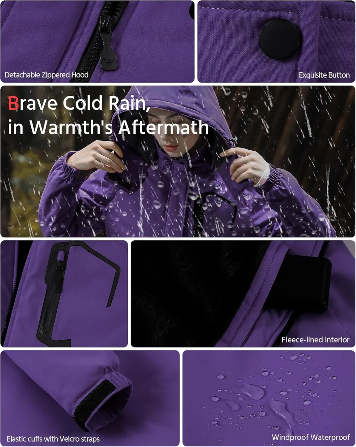 Wulcea Graphene Heated Jacket for Women Fur Lined with Large Capacity Battery Pack