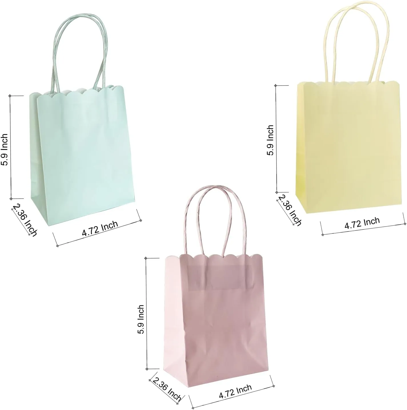 XIAMUY 30Pcs Mini Gift Bags, Party Favor Bags With Handles, Cute Paper Bag For Birthday, Goodie, Treat, Easter, Mother's Day, Wedding, Graduation - 4.7x5.9x2.3 Inch