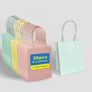 XIAMUY 30Pcs Mini Gift Bags, Party Favor Bags With Handles, Cute Paper Bag For Birthday, Goodie, Treat, Easter, Mother's Day, Wedding, Graduation - 4.7x5.9x2.3 Inch