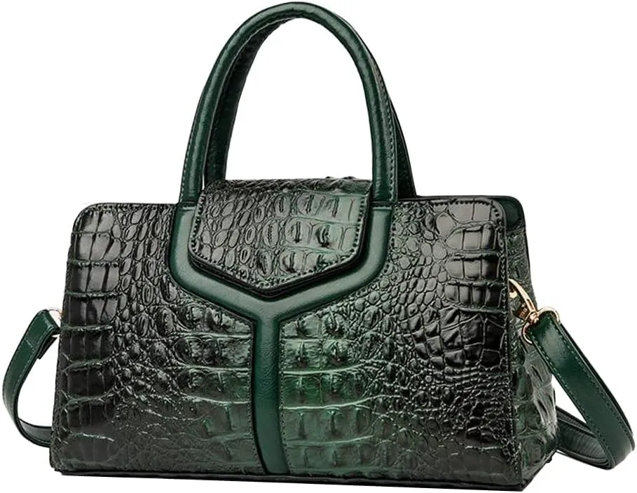XXGJOALD-Top Handle Handbags Women Purse Crocodile Pattern Faux Leather Tote Bags Satchel Bags Zipper&Flap Handbag Shoulder Bag