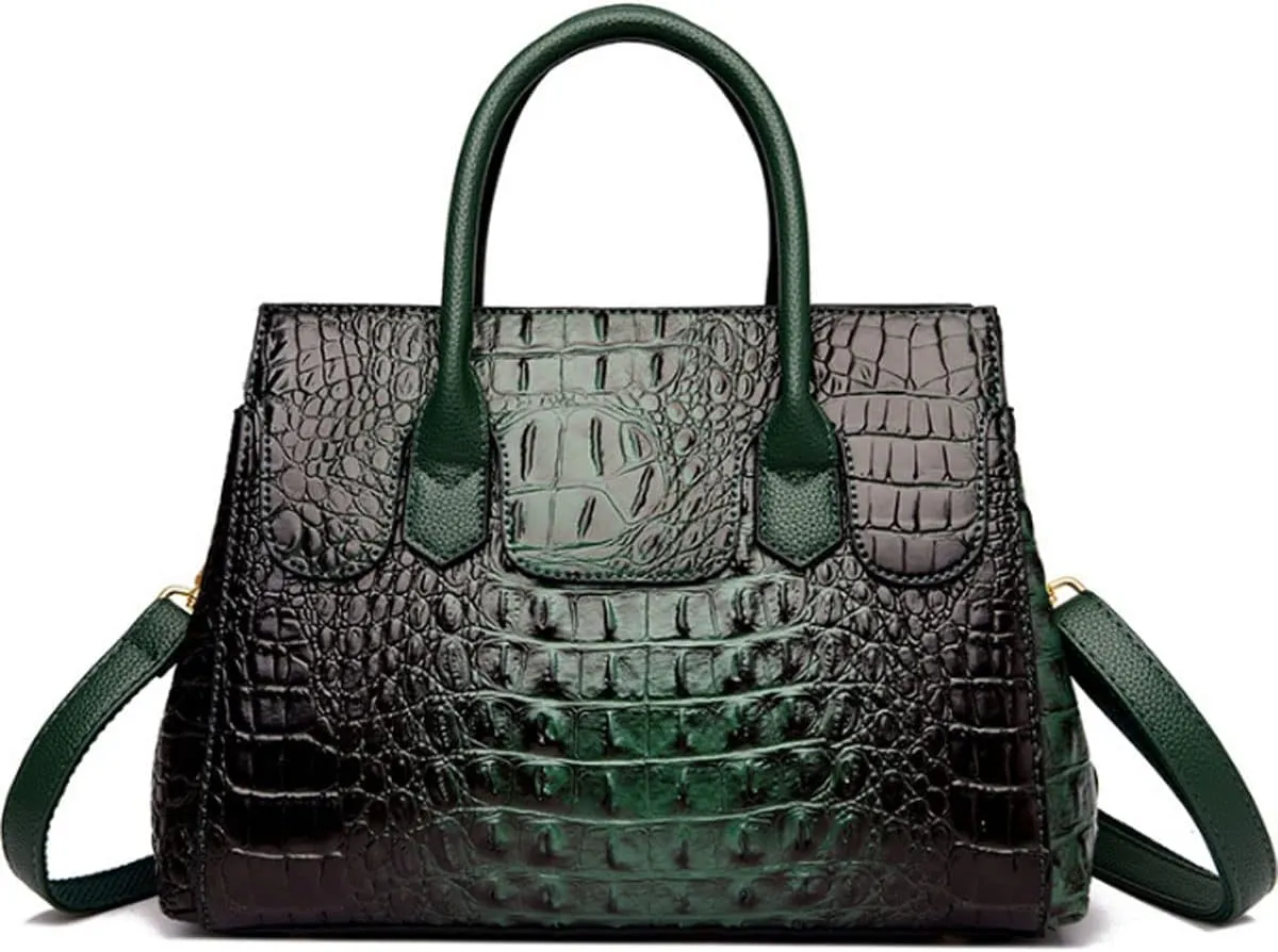 XXGJOALD-Women Satchel Bag PU Leather Crocodile-Embossed Pattern With Top Handle Shoulder Bags Handbags Fashion Purses Totes