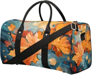 Yellow Maple Leaves Travel Duffel Bag for Women Men Waterproof Foldable Overnight Weekender Bag Large Capacity Sports Gym Bag
