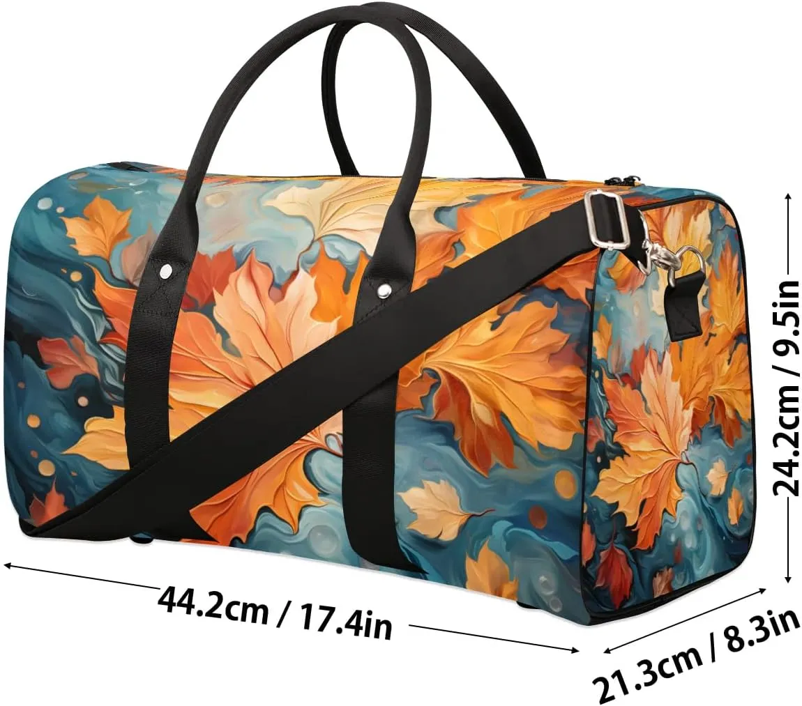 Yellow Maple Leaves Travel Duffel Bag for Women Men Waterproof Foldable Overnight Weekender Bag Large Capacity Sports Gym Bag