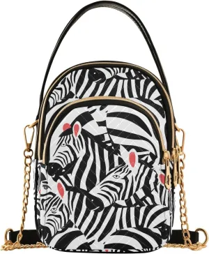 Zebra Animal Black White Crossbody Bag for Women Mini Cell Phone Purse Women's Shoulder Handbag