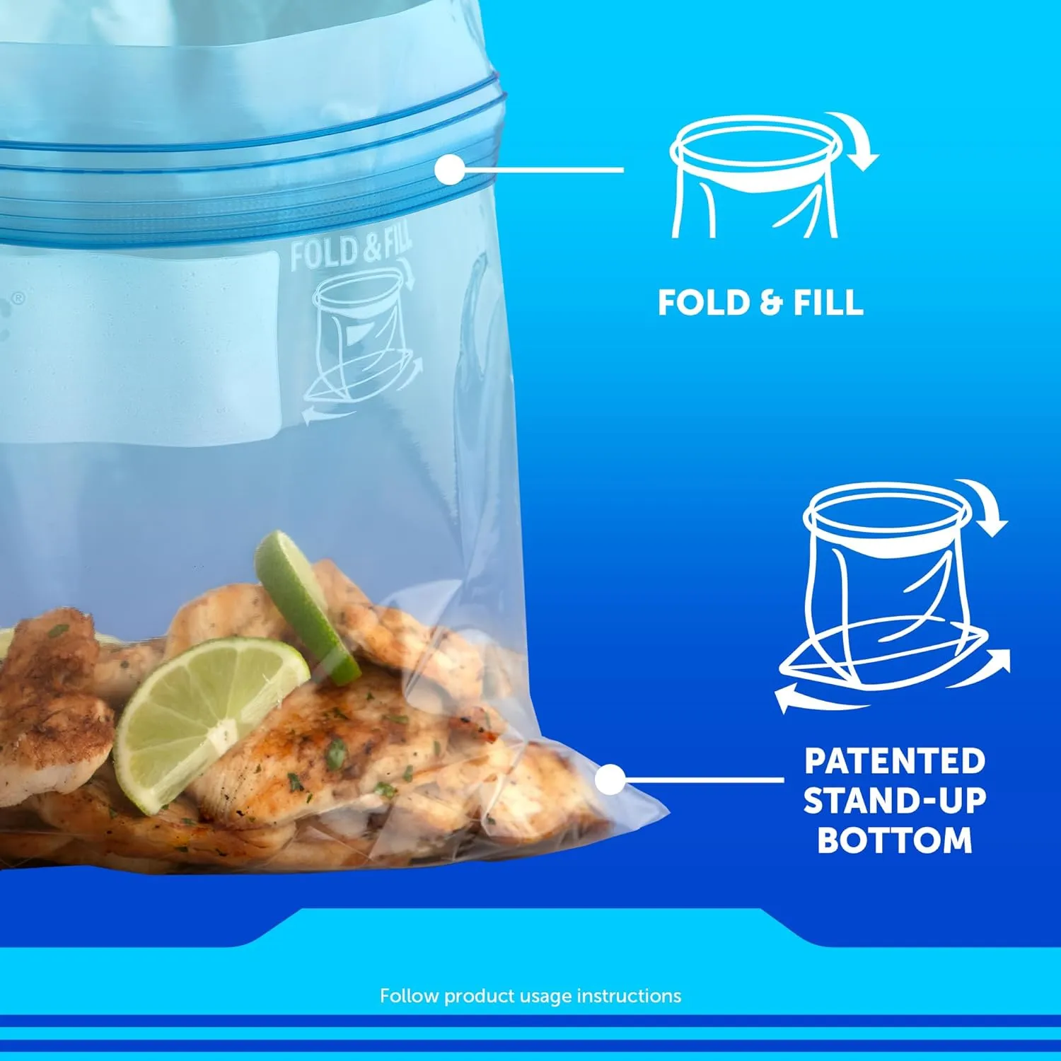 Ziploc Gallon Food Storage Freezer Bags, Stay Open Design with Stand-Up Bottom, Easy to Fill, 66 Bags Total