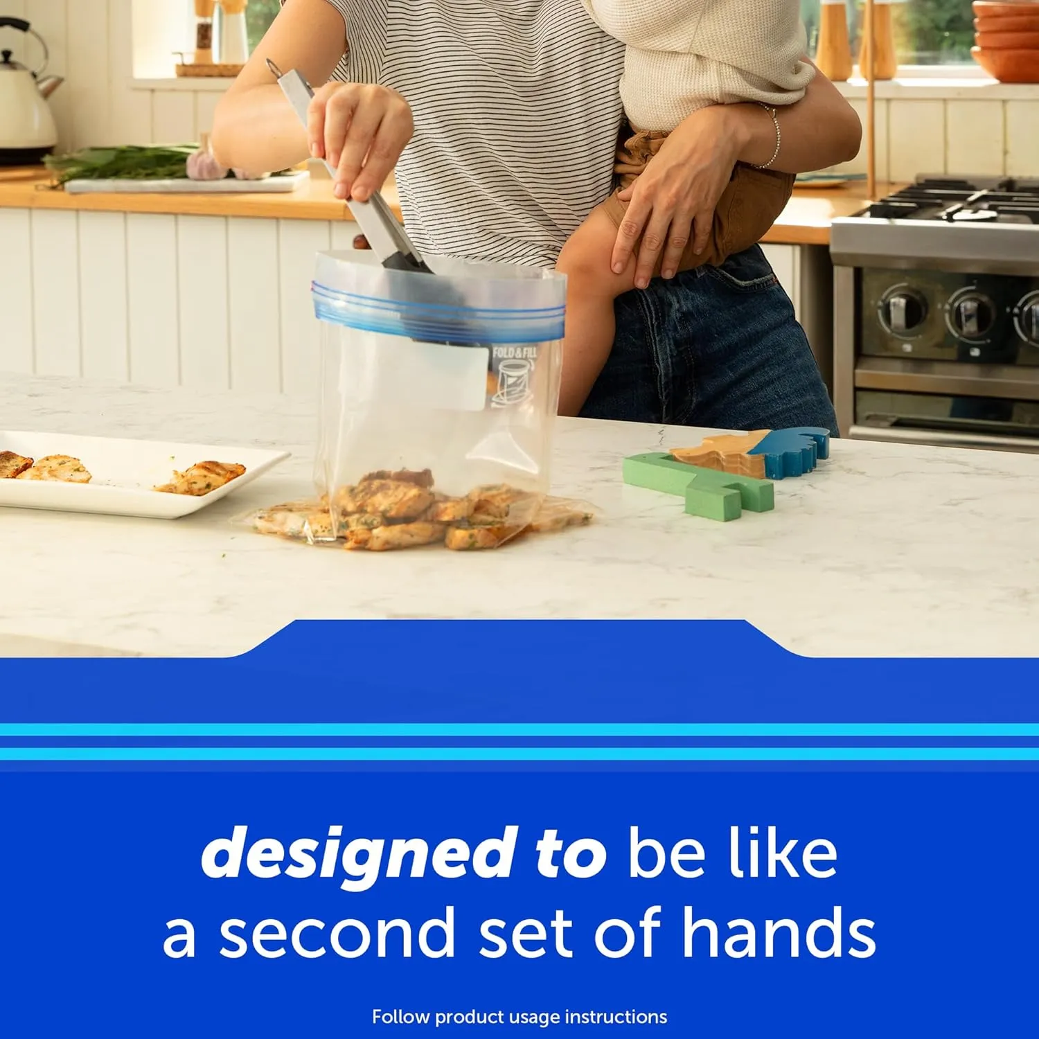 Ziploc Gallon Food Storage Freezer Bags, Stay Open Design with Stand-Up Bottom, Easy to Fill, 66 Bags Total
