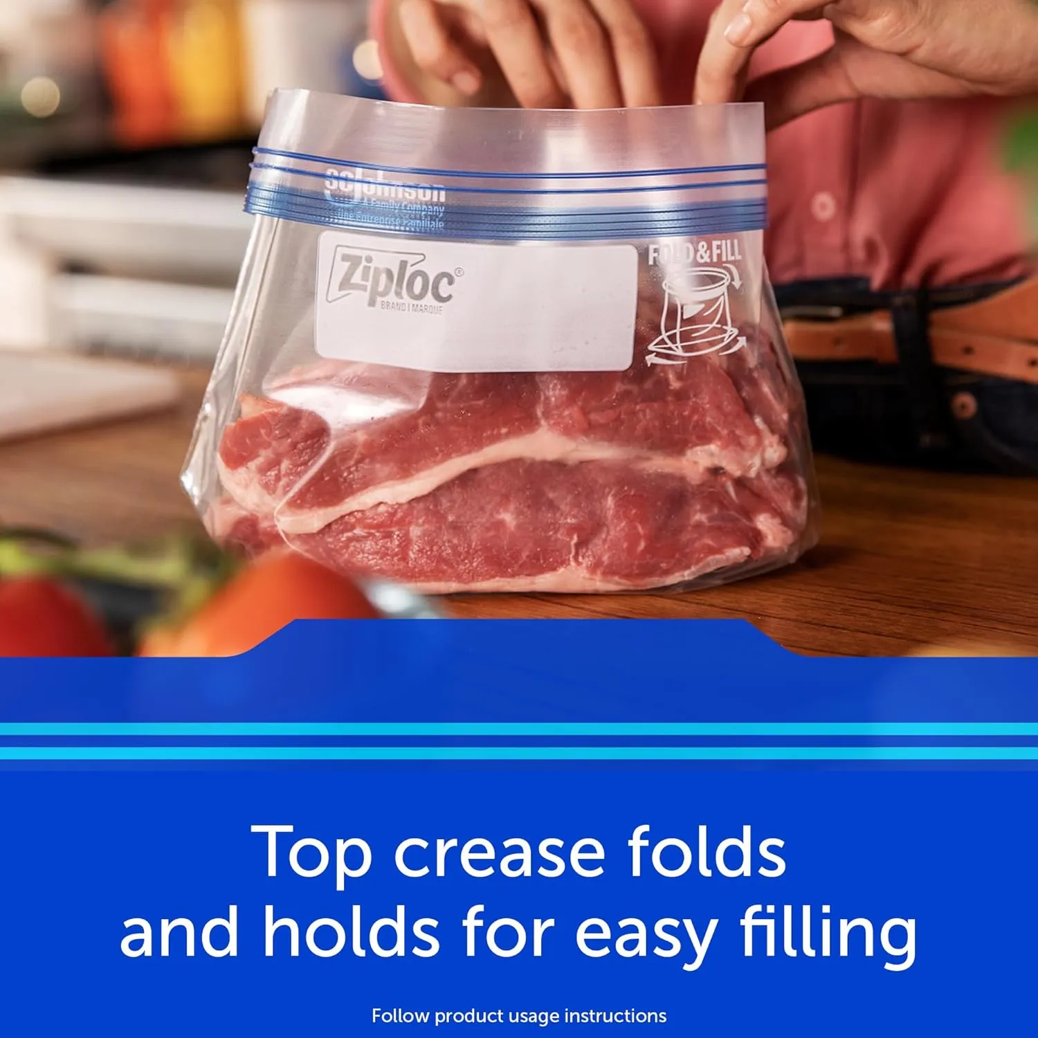 Ziploc Gallon Food Storage Freezer Bags, Stay Open Design with Stand-Up Bottom, Easy to Fill, 66 Bags Total