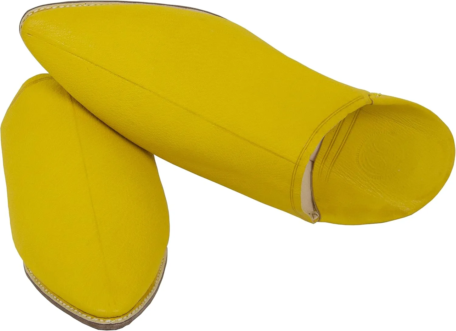 ZIWANIA Art Of Handmade Men's Slippers - Premium Yellow Moroccan Babouche, Classic Pointed Toe, Traditional Leather, Emblematic