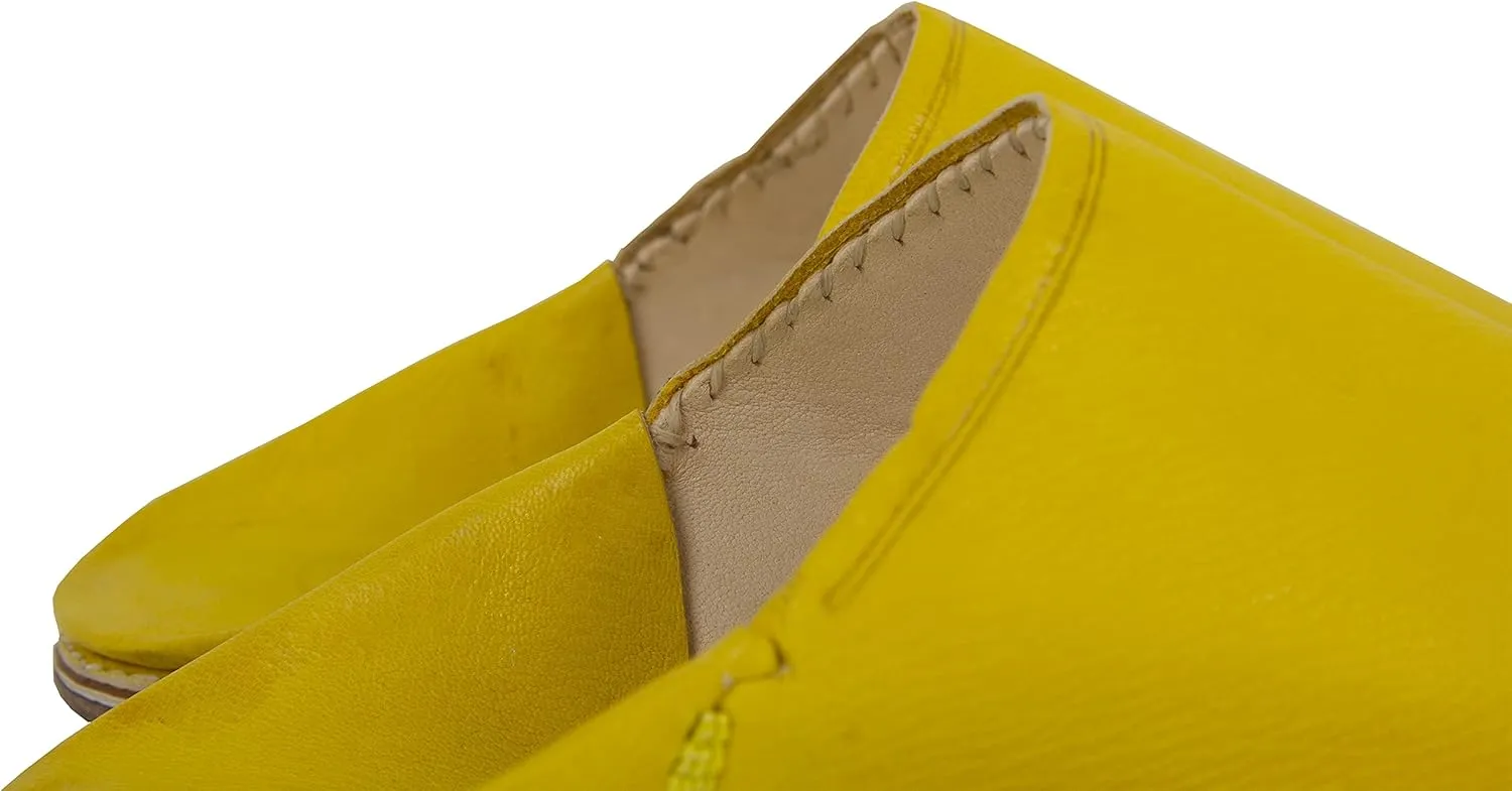 ZIWANIA Art Of Handmade Men's Slippers - Premium Yellow Moroccan Babouche, Classic Pointed Toe, Traditional Leather, Emblematic