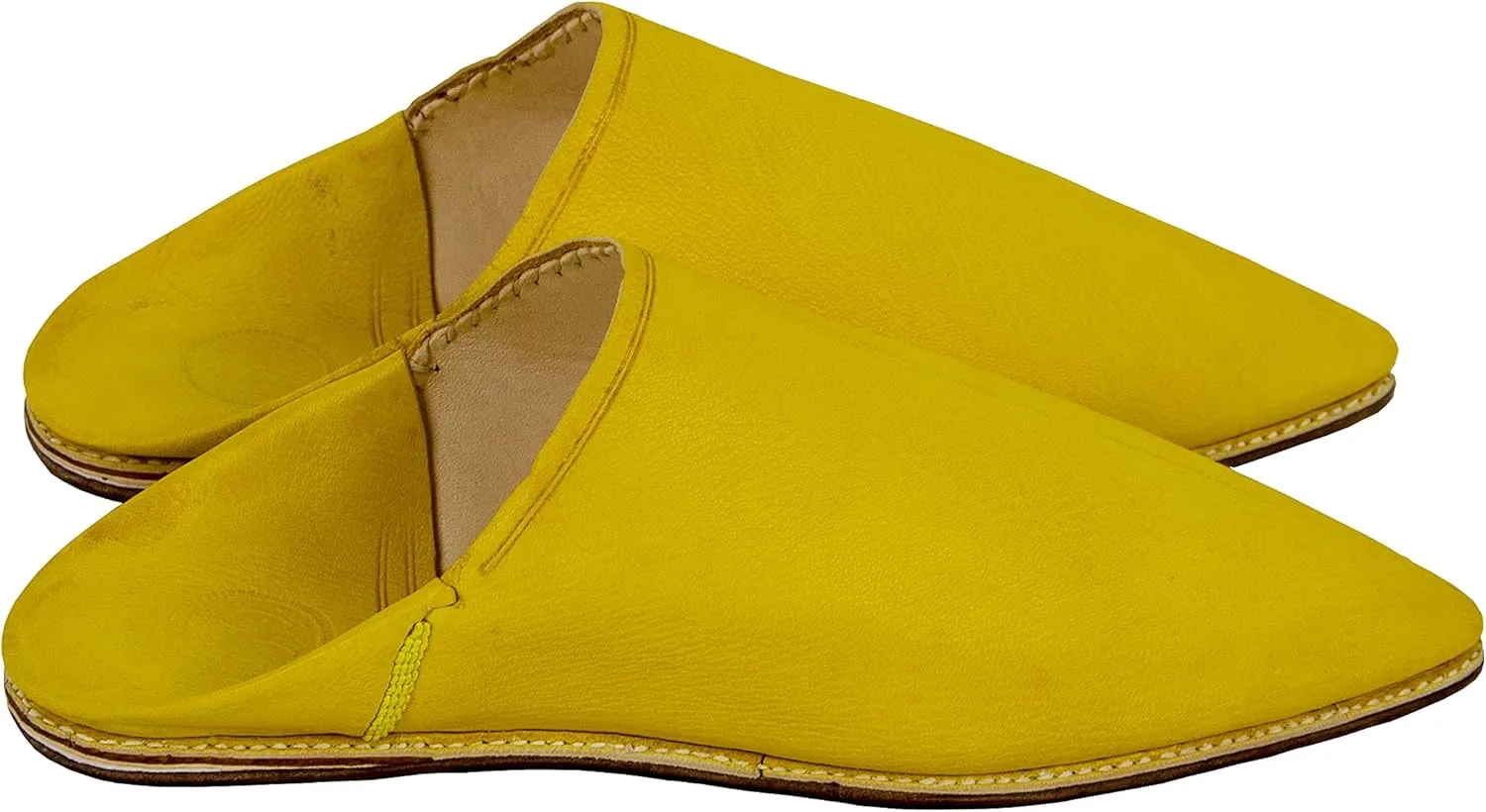 ZIWANIA Art Of Handmade Men's Slippers - Premium Yellow Moroccan Babouche, Classic Pointed Toe, Traditional Leather, Emblematic
